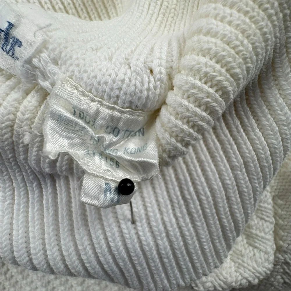 Ann‎ Taylor Cream Cable Knit Turtleneck Sweater Womens Medium 100% Cotton